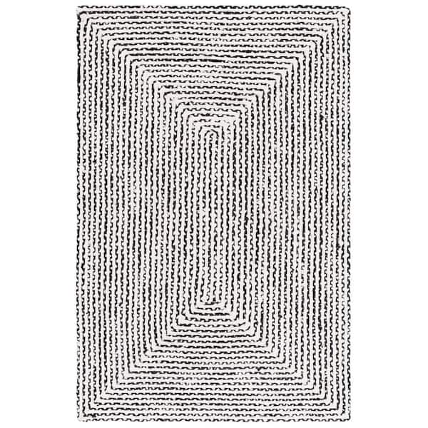 Braided 5 ft. x 8 ft. Black/Ivory Geometric Area Rug