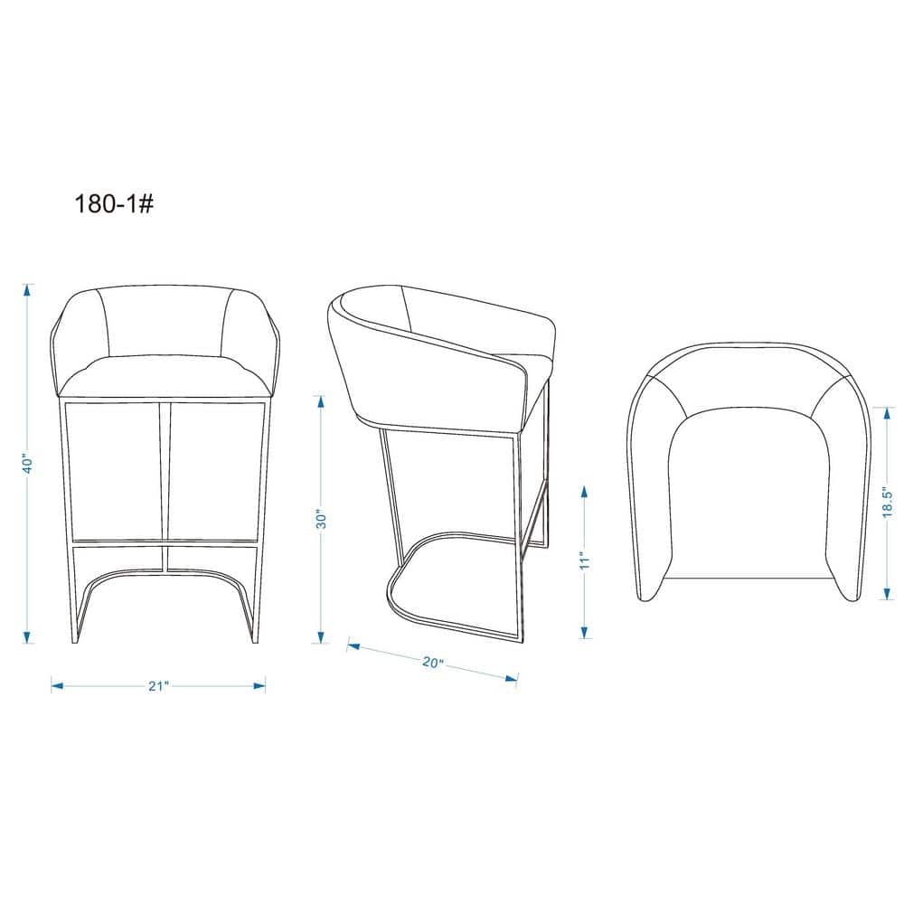 Manhattan Comfort Louvre Cream Leather Barstool with Gold Base (Set of 2)