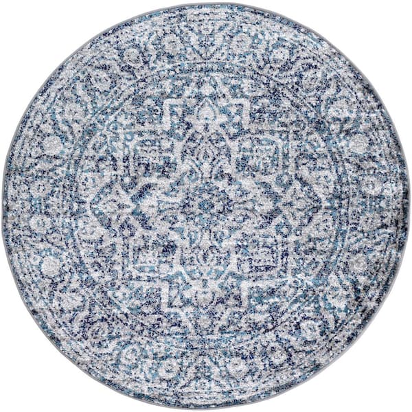 Livabliss Havana Blue 5 ft. 3 in. Round Area Rug
