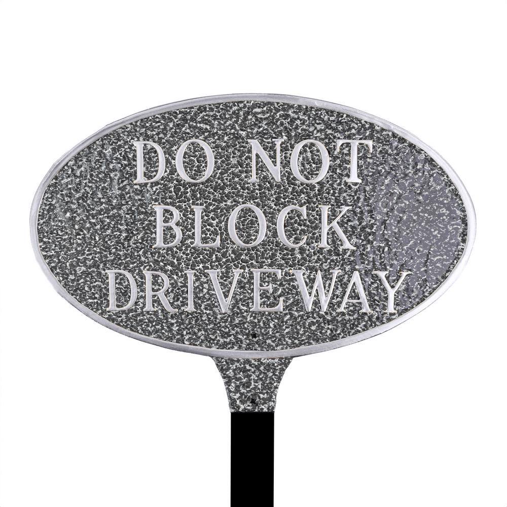 8.5 in. x 13 in. Standard Oval Do Not Block Driveway Statement Plaque Sign with Lawn Stake-Swedish Iron price history on PriceWatchPro