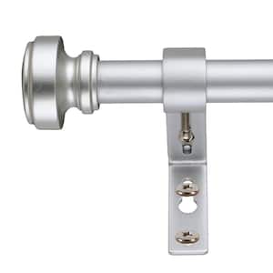 Knob 18 in. - 36 in. Adjustable Curtain Rod 3/4 in. in Antique Silver with Finial