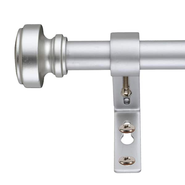 Decopolitan Knob 72 in. - 144 in. Adjustable Curtain Rod 3/4 in. in Antique Silver with Finial