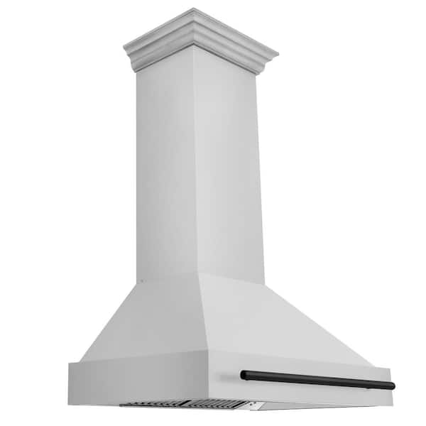 ZLINE Kitchen and Bath Autograph Edition 36 in. 700 CFM Ducted Vent Wall Mount Range Hood with Black Matte Handle in Stainless Steel