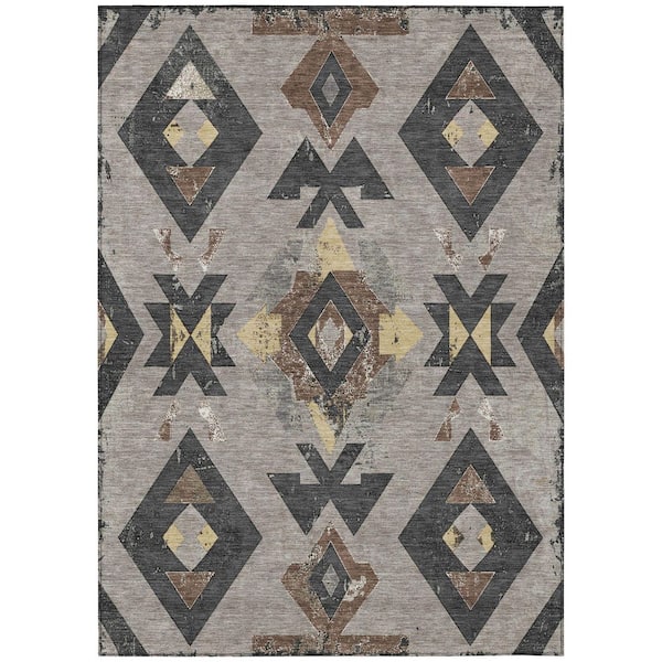 Chantille Machine Washable Indoor/Outdoor Abstract ACN1882 Taupe 8 ft. x 10 ft. Accent Rug