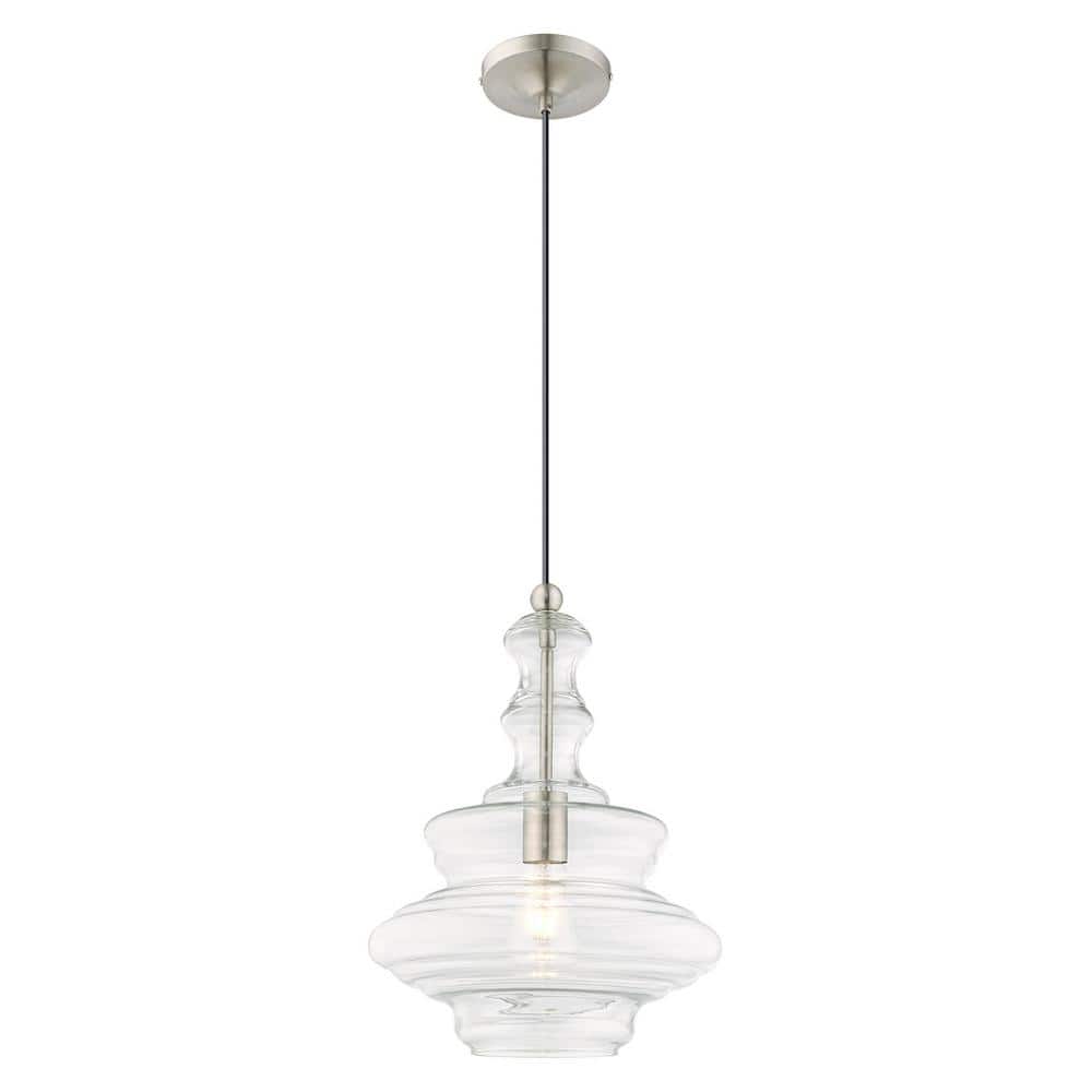 Brushed Nickel Clear Glass Mini Pendant Light