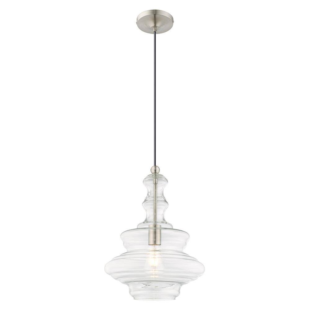 Brushed Nickel Clear Glass Mini Pendant Light