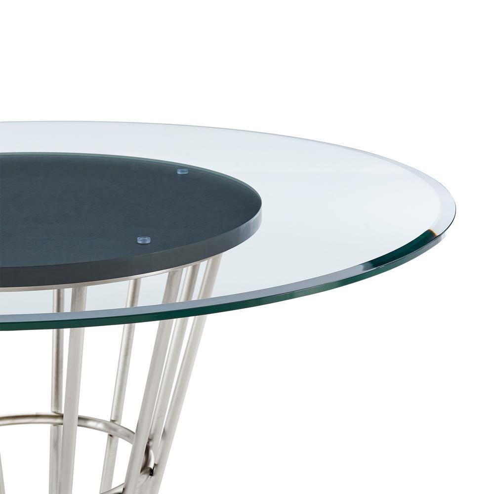 Veronica 48'' Round Glass and Walnut Dining Table