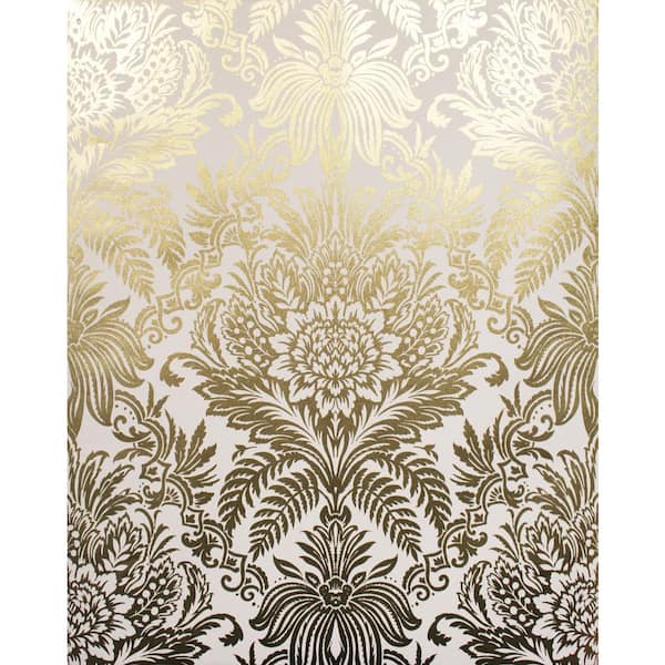 Advantage Bernadette Gold Damask Vinyl Peelable Wallpaper (Covers 56.4 sq. ft.) 2834M1395 The