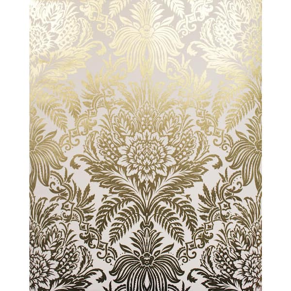 Advantage Bernadette Gold Damask Gold Wallpaper Sample 2834-M1395SAM ...