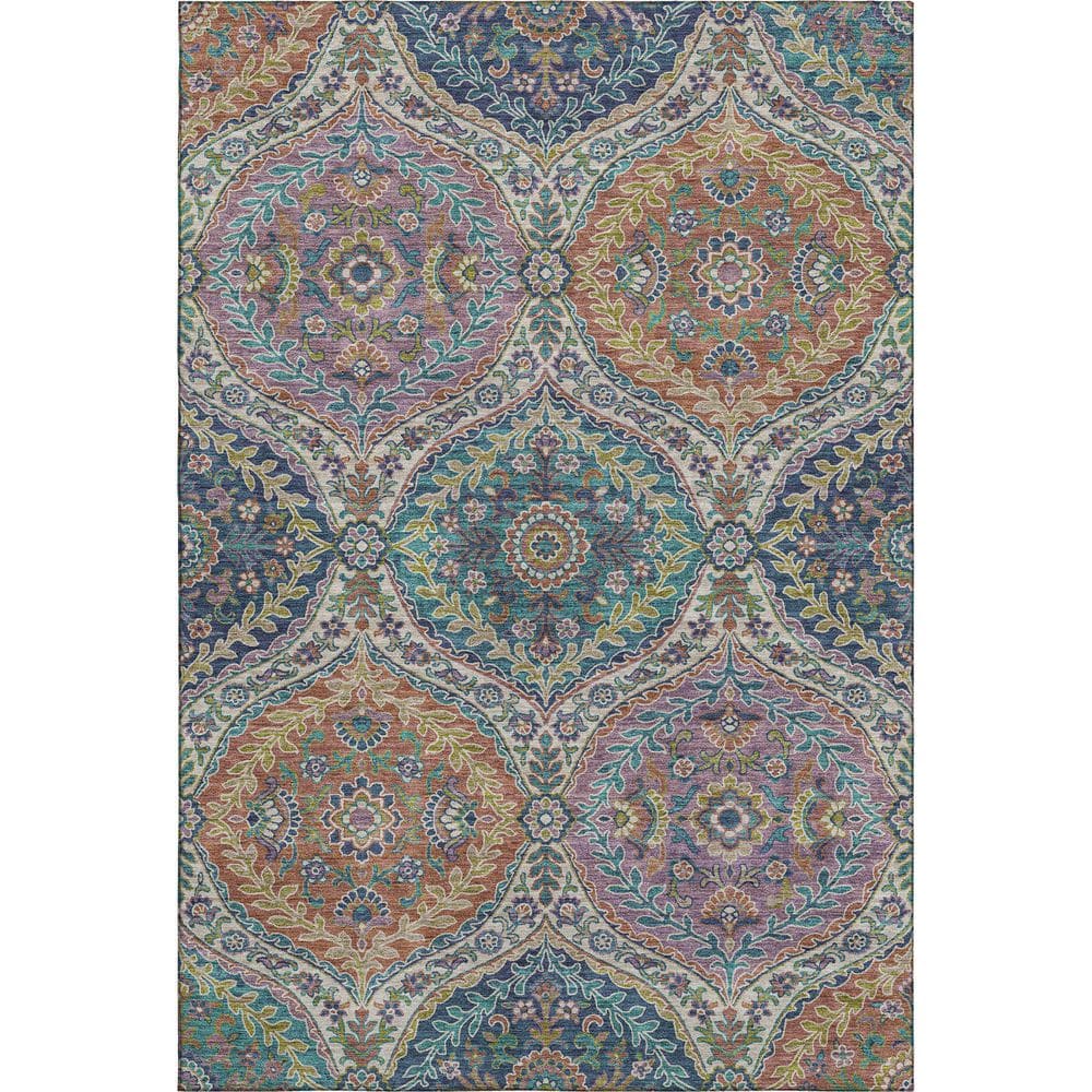 Mayfield Premium Machine Washable Abstract AMF1990 Blue 3 ft. x 5 ft. Area Rug price history on PriceWatchPro