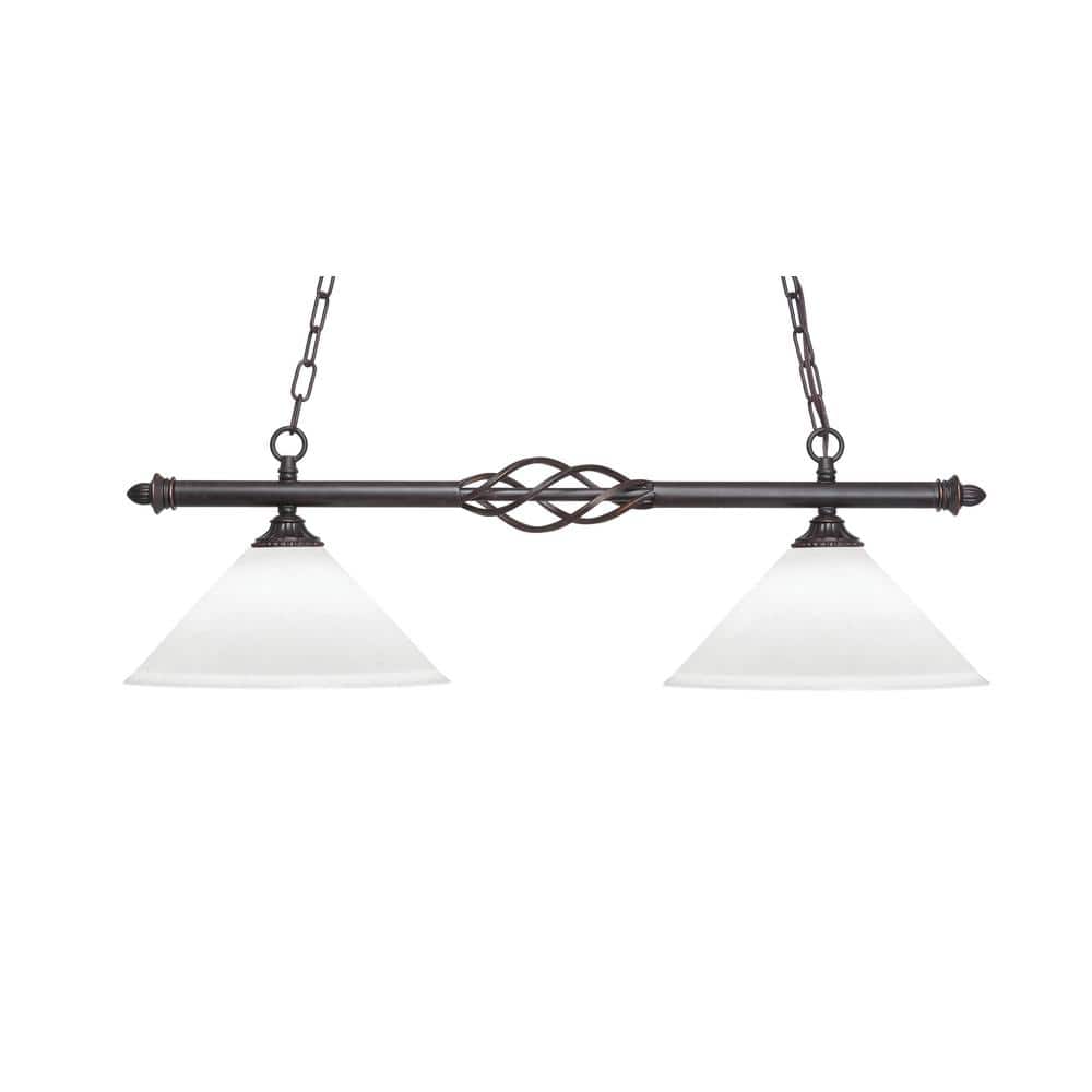 Bridgewater 2 Light Dark Granite Linear Chandelier, Any Room with 12 in. Wh