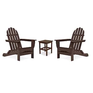 Icon Chocolate Recycled Plastic Adirondack Chair with Side Table (2-Pack)