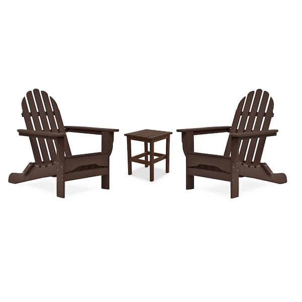 DUROGREEN Icon Chocolate Recycled Plastic Adirondack Chair with Side Table (2-Pack)