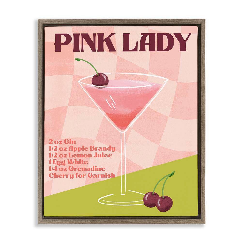 Retro Pink Lady Recipe by Deane Beesley Brown Floater Frame Food Graphic Art Print 31 in. x 25 in. price history on PriceWatchPro