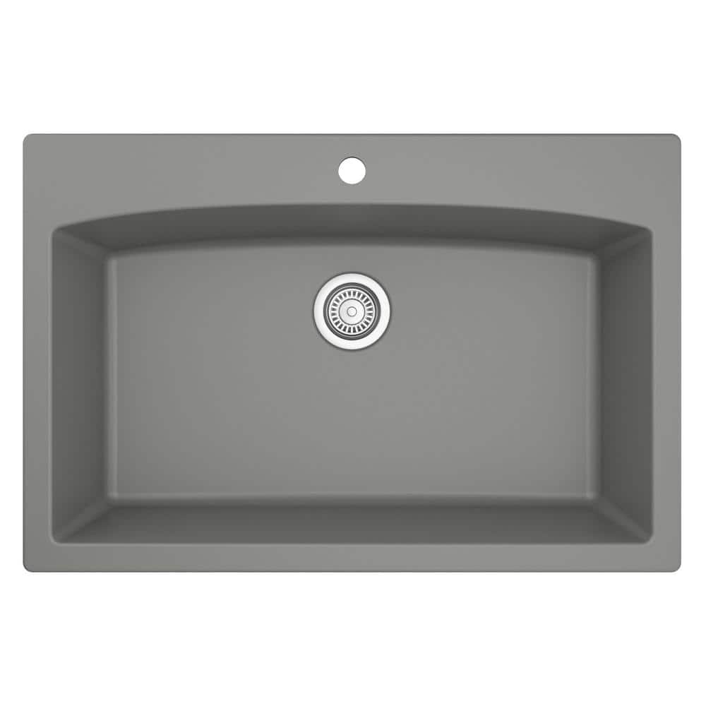 Gray Quartz Composite Single Bowl Kitchen Sink