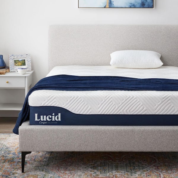 Lucid Comfort Collection 12 in. Medium-Firm Gel and Aloe Vera Hybrid Memory Foam Tight Top Queen Mattress