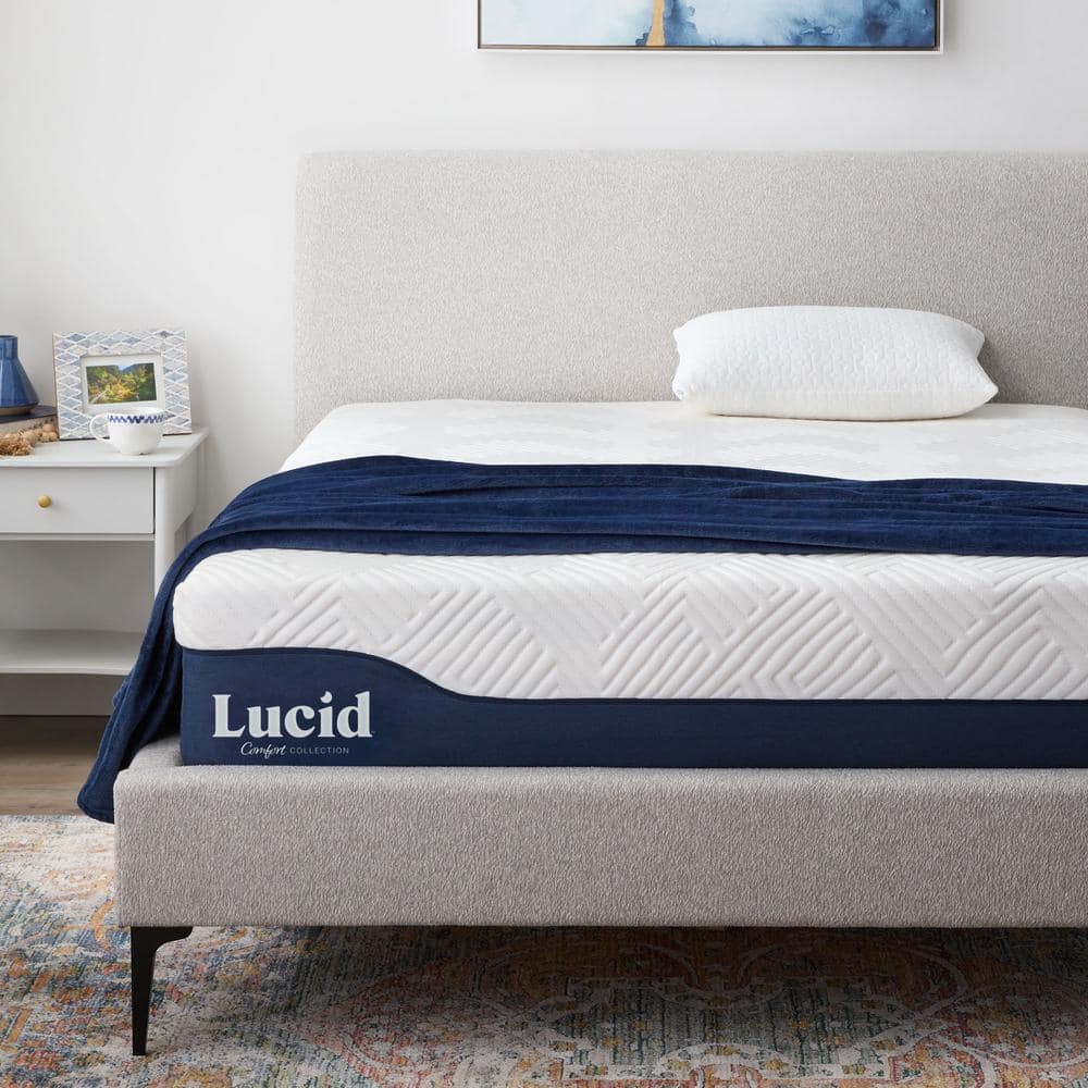 Lucid Comfort Collection 12 in. Medium-Firm Gel and Aloe Vera Hybrid Memory Foam Tight Top Queen Mattress, White -  LUCC12QQ38GH