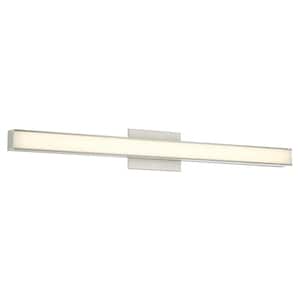 Vantage 36 in. 1-Light Brushed Nickel CCT LED Vanity Light Bar with Double Layer Clear and White Acrylic Shade