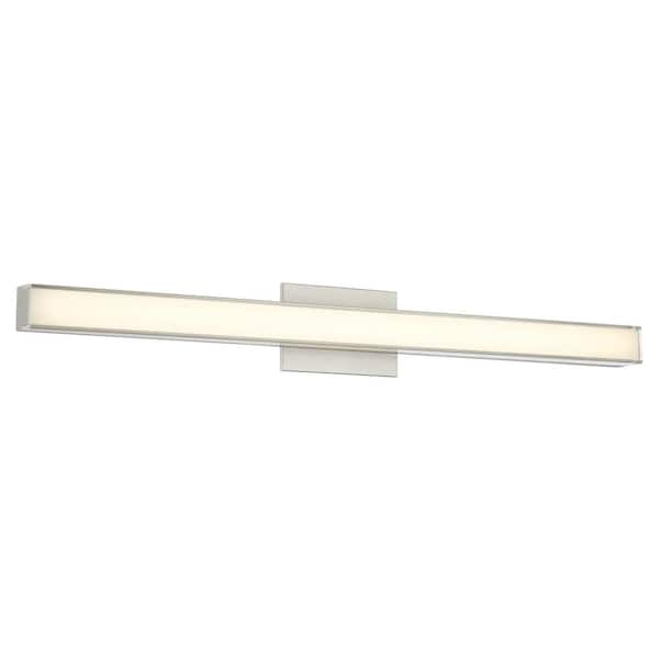 Minka Lavery Vantage 36 in. 1-Light Brushed Nickel CCT LED Vanity Light Bar with Double Layer Clear and White Acrylic Shade