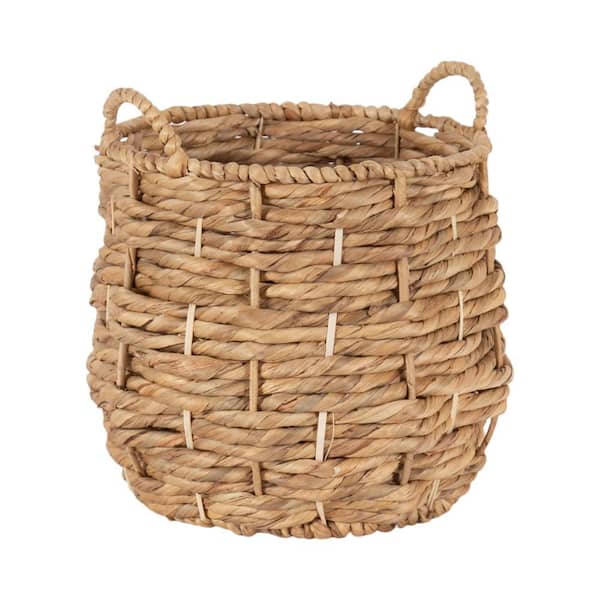 Livia Natural Brown 13 in. x 12 in. Seagrass Woven Decorative Basket