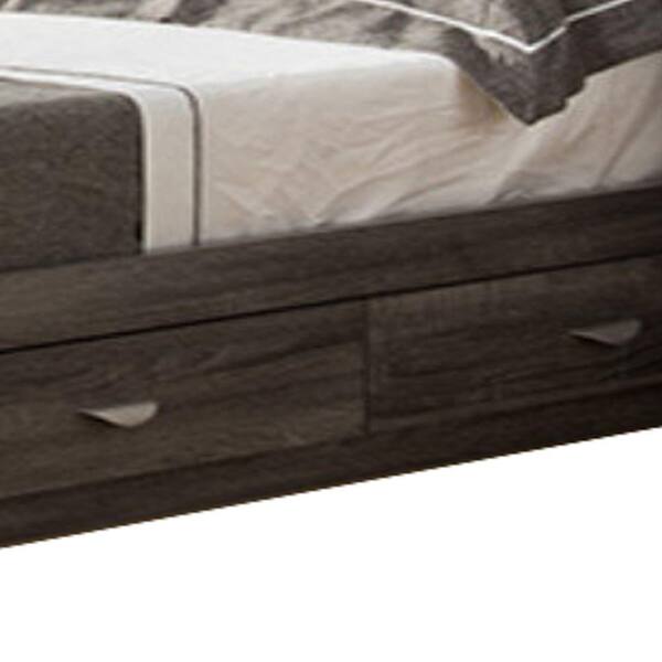 Benjara Distressed Gray Grained Wooden Frame Full Size Chest Bed With 3 Drawers Bm141893 The Home Depot