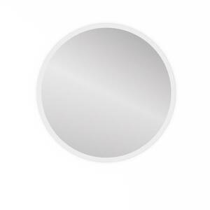 Lucy 31.5 in. W x 31.5 in. H Medium Round Frameless LED Light Wall Mount Bathroom Vanity Mirror in Silver