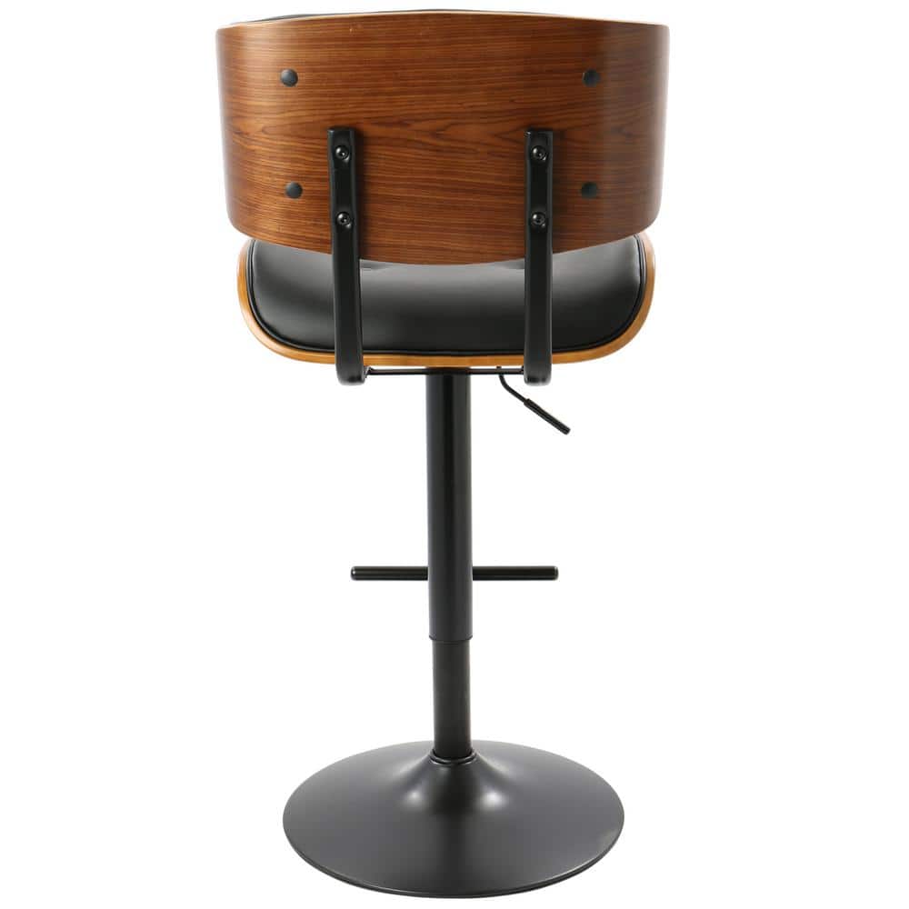 Lombardi Contemporary Swivel Barstool in Walnut & Black Leather