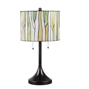 Barossa 25 in. ORB Tiffany Glass Table Lamp with Green Shade