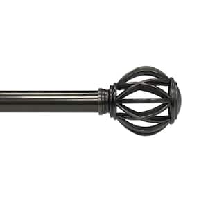 36 in. - 72 in. Telescoping 1 in. Single Curtain Rod Kit in Gunmetal with Round Cage Finials