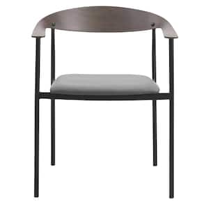 Kora Modern Dining Chair Upholstered in Faux Leather with Steel Frame and Legs Kitchen Accent Arm Chair in Charcoal