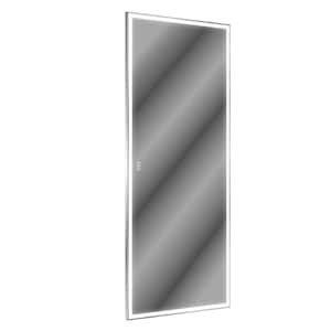 36 in. W x 84 in. H Rectangle Framed LED Wall Bathroom Vanity Mirror in Silver