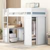 Harper & Bright Designs White Twin Size Wood Loft Bed with Wardrobe, 2-Drawer Desk and Cabinet QHS148AAK-T