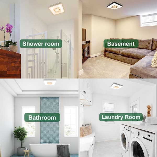 1390N2 Series Decorative White Fan Speed 90 CFM Ceiling Bathroom Exhaust Fan with 18-Watt Dimmable 3CCT LED Light Square 1390N2 Series Decorative White Fan Speed 90 CFM Ceiling Bathroom Exhaust Fan with 18-Watt Dimmable 3CCT LED Light Square