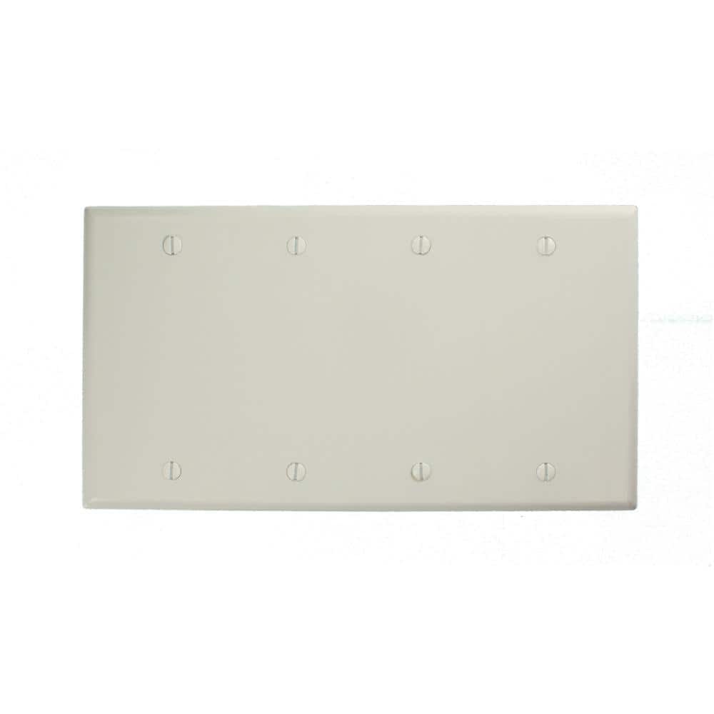 White Thermoset Plastic 4-Gang Blank Wall Plate