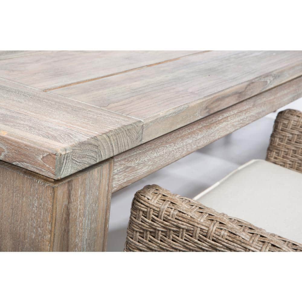 71" Driftwood Eucalyptus and Wicker Patio Dining Set for 6
