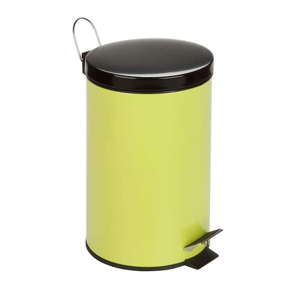 Honey-Can-Do 3 Gal. Lime Green Round Metal Step-On Touchless Trash Can