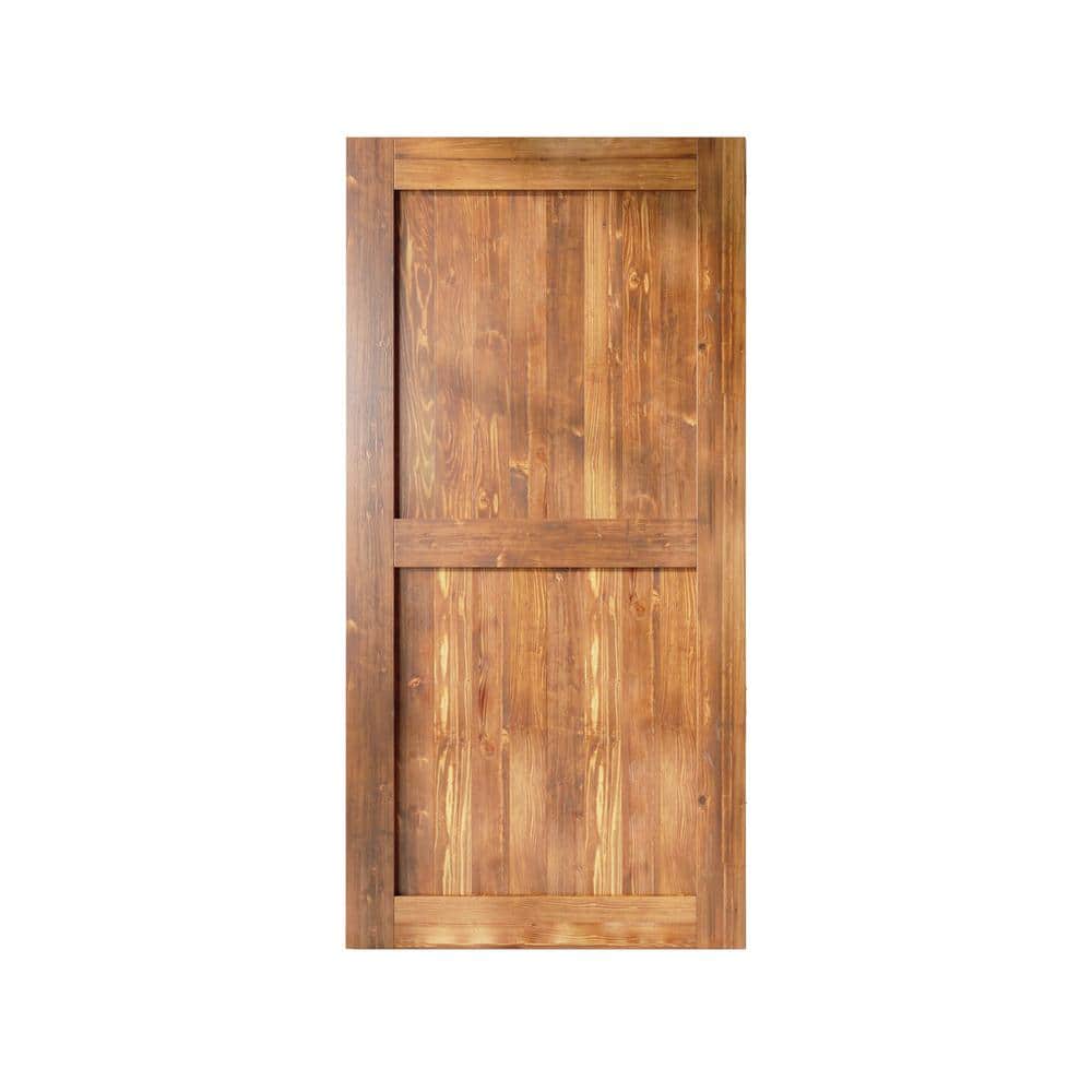 46 in. x 84 in. H-Frame Early American Solid Natural Pine Wood Panel Interior Sliding Barn Door Slab with Frame price history on PriceWatchPro