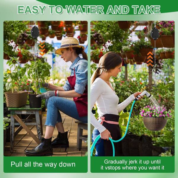 SenQWFa Heavy Duty Retractable Plant Hangers 63-Pulldown Design Stainless Steel Rope Double-Headed Hooks for Bird Feeders 3-Pack