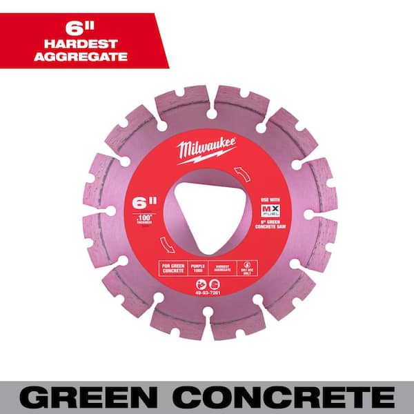 Milwaukee Purple 6 in. x .100 in. Green Concrete Cutting Segmented Rim Diamond Blade (1-Pack)