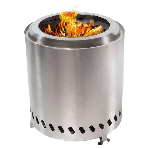 Sunnydaze 9.75 in. H x 8.5 in. Dia Stainless Steel Tabletop Smokeless Fire Pit - Silver