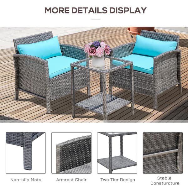 Outsunny 3 piece rattan hot sale