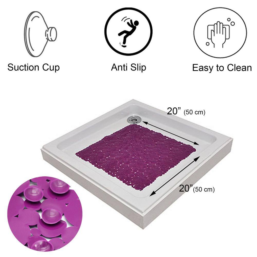 Purple Non-Slip Square PVC Shower Mat 20" x 20"