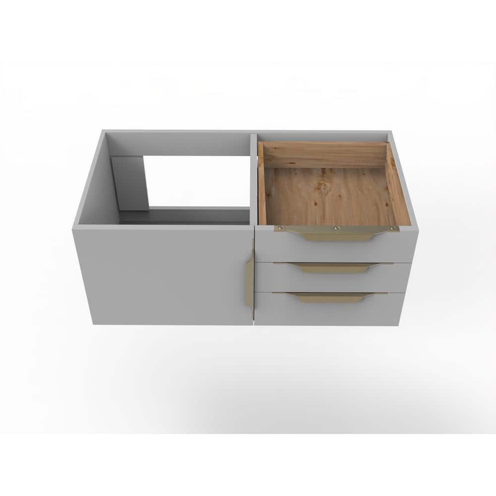 Gray and Gold 35" Birch Floating Vanity Base