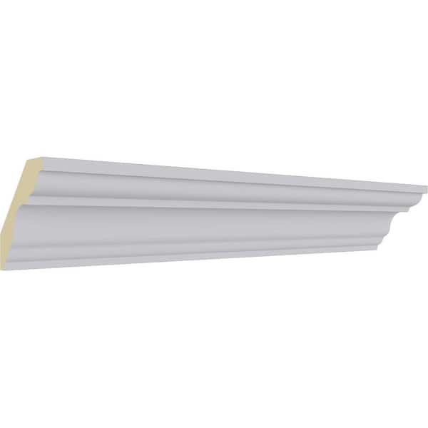 Ekena Millwork 3 in. H x 3 in. P x 4-1/4 in. F x 94-1/2 in. L Polyurethane Palmetto Smooth Crown Moulding (8-Pack)