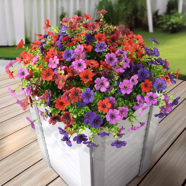 12 in. H Bundles Artificial Silk Daisy Eucalyptus Plants for Outdoor Spring Decor