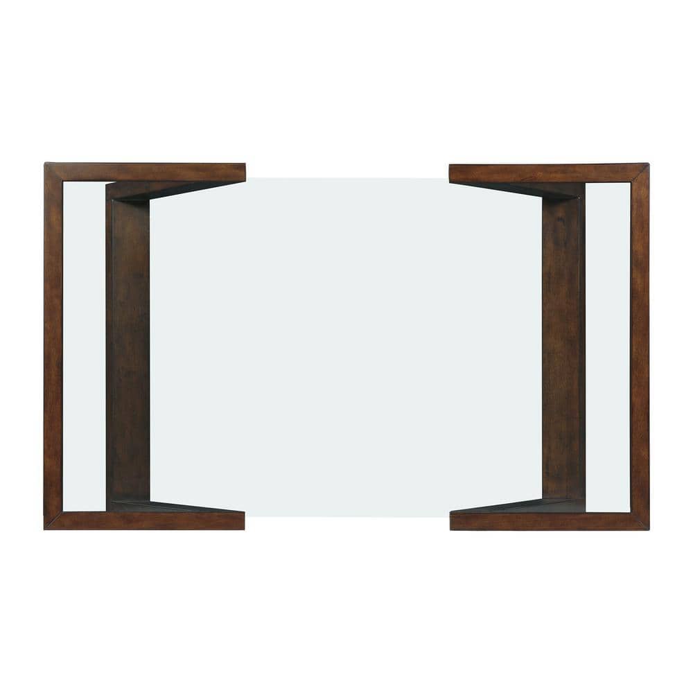 Espresso Dark Brown 50" Wood & Glass Rectangular Coffee Table