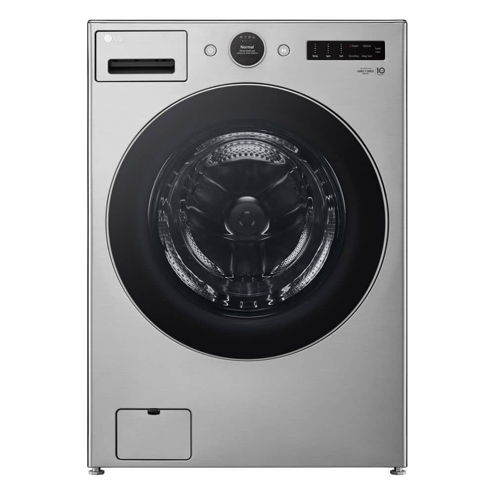 LG 4.5 cu. ft. Stackable Smart Front Load Washer in Graphite Steel with AI Digital Dial, Steam and TurboWash360