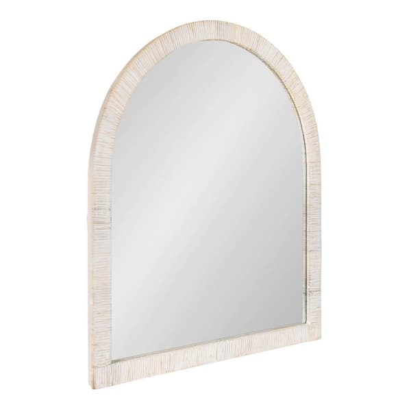Rahfy White 28 in. W x 32 in. H Coastal Arch Wood Framed Mirror