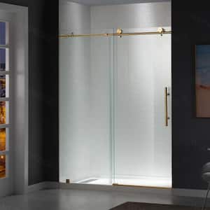 Westfield 56 in. to 60 in. x 76 in. Frameless Sliding Shower Door with Shatter Retention Glass in Brushed Gold Finish