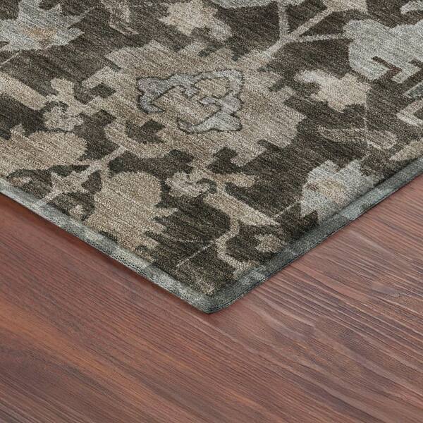 Mayfield Premium Machine Washable Abstract AMF2358 Chocolate 8 ft. x 8 ft. Round Rug